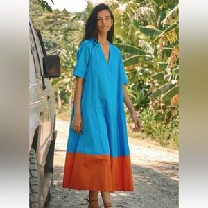 NWT Hunter Bell Gigi Dress Color block Blue Orange Size XS